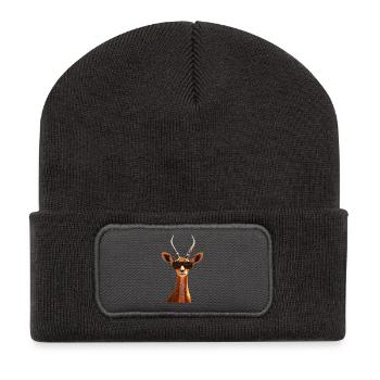 Antelope, Kudu, Gazelle, Africa, Serengeti, Antelope - Recycled Patch Beanie - dark grey - Front