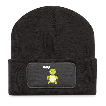 Pas de tortue, pas de bande dessinée amusante, non - Beanie recyclé à patch - charbon - Devant
