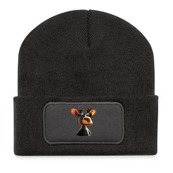 Orignal, Mosses, Bull, Eli, Bois, Cerf, Orignal sauvage - Beanie recyclé à patch - charbon - Devant