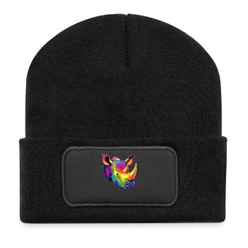 Rhinocéros Rhinocéros Afrique Safari Rhinocéros Rhinocéros - Beanie recyclé à patch - noir - Devant