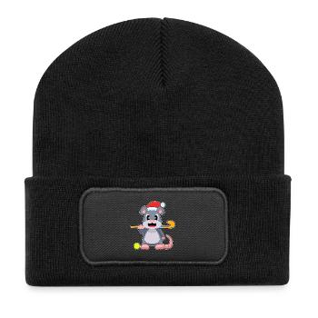 Hockey sur gazon de Noël de la Souris - Beanie recyclé à patch - noir - Devant