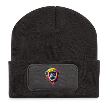 Gibbon Affe Weißhandgibbon Monkey Süße Lar Gibbons - Recycelte Patch Beanie - Dunkelgrau - Vorne