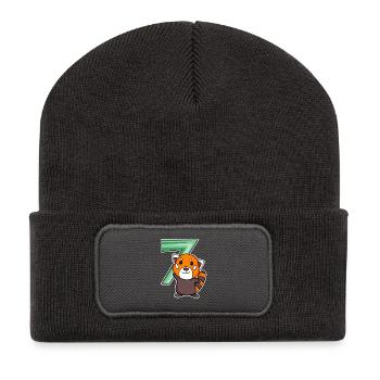 7. Geburtstag Motiv Westlicher Kleiner Panda - Recycelte Patch Beanie - Dunkelgrau - Vorne