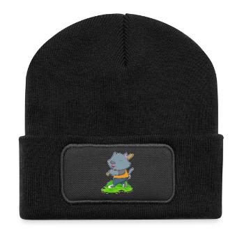 Cat Baseball Baseball Bat - Recycled Patch Beanie - black - Front