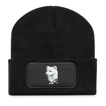 Geometric Bear Head – Strength and Tranquility - Recycled Patch Beanie - black - Front