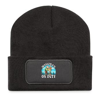 Wingman im Dienst - Recycelte Patch Beanie - Dunkelgrau - Vorne