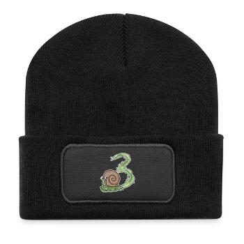 Drei 3 - Nummer 3 - Zahl 3 Geburtstag Schnecke - Recycelte Patch Beanie - Schwarz - Vorne