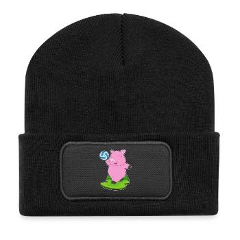 Pig Volleyball Player Volleyball - Recycled Patch Beanie - black - Front