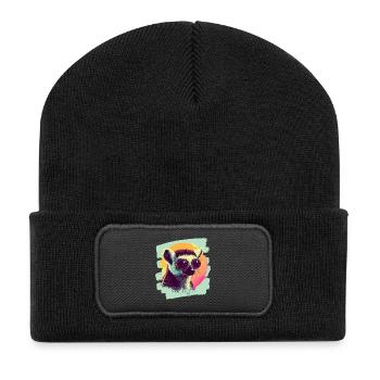 Lemur - Recycelte Patch Beanie - Schwarz - Vorne