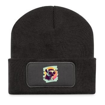 Lémurien - Beanie recyclé à patch - charbon - Devant
