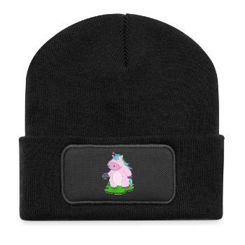 Einhorn Bowling Bowlingkugel - Recycelte Patch Beanie - Schwarz - Vorne