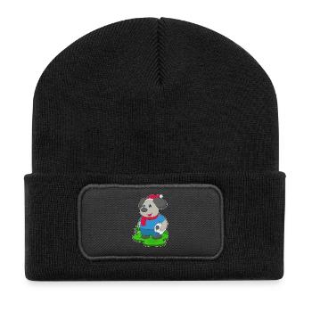 Chien Noël Football - Beanie recyclé à patch - noir - Devant