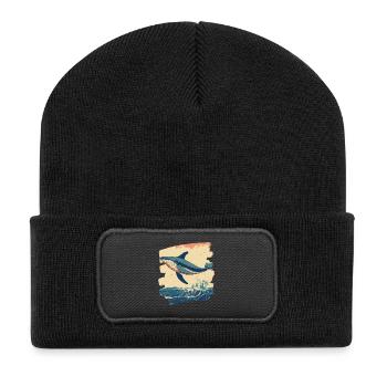 Baleine - Beanie recyclé à patch - noir - Devant