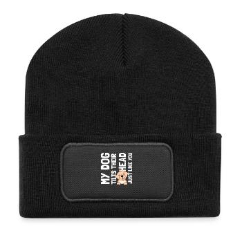 My dogs tilts their head just like you - Recycelte Patch Beanie - Schwarz - Vorne