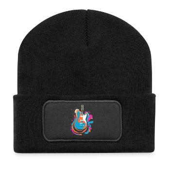 Guitare électrique colorée - Beanie recyclé à patch - noir - Devant
