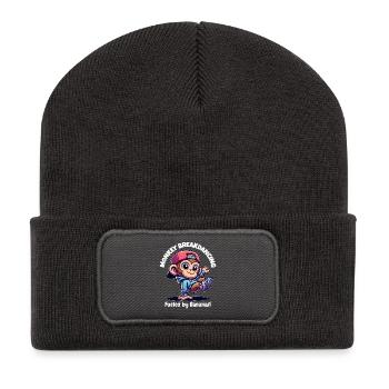 Affen-Breakdancer - Recycelte Patch Beanie - Dunkelgrau - Vorne