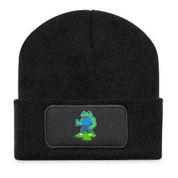 Frog Bodybuilder Dumbbell Bodybuilding - Recycled Patch Beanie - black - Front