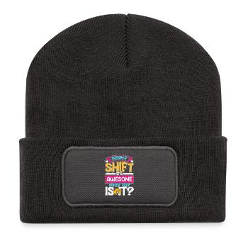 Night shift is awesome what time is it - Recycelte Patch Beanie - Dunkelgrau - Vorne