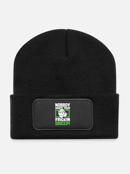 Nobody wants your frickin sheep - Recycelte Patch Beanie - Schwarz