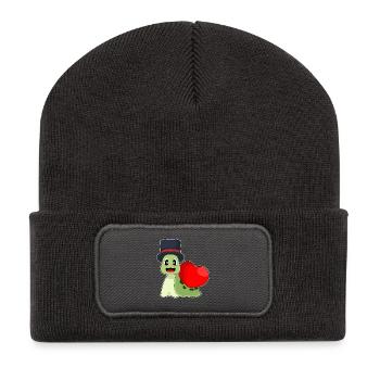 Snail Groom Heart Wedding - Recycled Patch Beanie - dark grey - Front