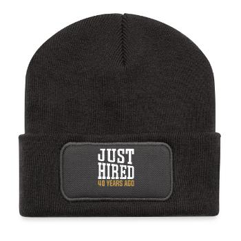 Vient d’être embauché il y a 40 ans – Design d’anniversaire amusant - Beanie recyclé à patch - charbon - Devant