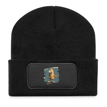 Erdnuss - Recycelte Patch Beanie - Schwarz - Vorne
