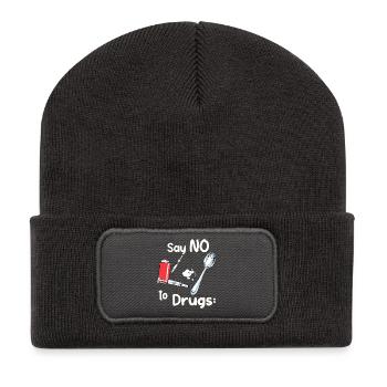Sag NEIN zu Drogen - Recycelte Patch Beanie - Dunkelgrau - Vorne