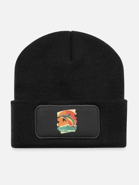 Delfin - Recycelte Patch Beanie - Schwarz