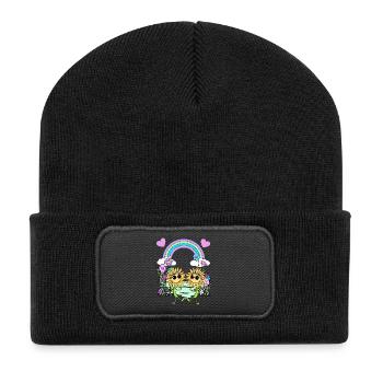 Rainbow Hippie Sunflowers Kids - Recycled Patch Beanie - black - Front