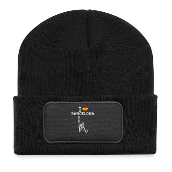J’aime Barcelone Statue Espagne Lover Coeur Drapeau - Beanie recyclé à patch - noir - Devant