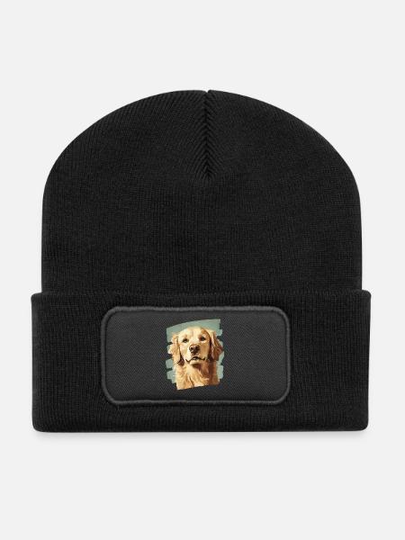 Golden Retriever - Recycled Patch Beanie - black