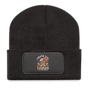 Thank you Veterans for your Service - Recycled Patch Beanie - dark grey - Front