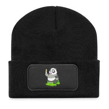 Panda Halloween Zombie - Beanie recyclé à patch - noir - Devant