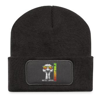 Strauß Sonnenbrille Vogel Unbeatable Geschenk - Recycelte Patch Beanie - Dunkelgrau - Vorne