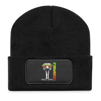 Unbeatable Strauß Sonnenbrille Vogel Geschenk - Recycelte Patch Beanie - Schwarz - Vorne