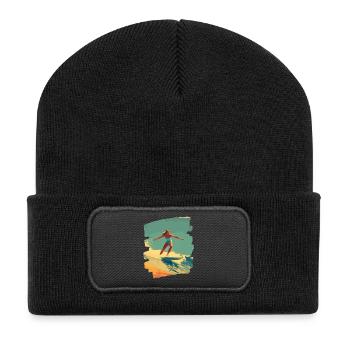 Surfer - Recycelte Patch Beanie - Schwarz - Vorne