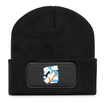 Surfer - Recycelte Patch Beanie - Schwarz - Vorne
