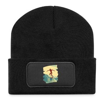 Surfer - Recycelte Patch Beanie - Schwarz - Vorne