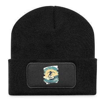 Surfer - Recycelte Patch Beanie - Schwarz - Vorne
