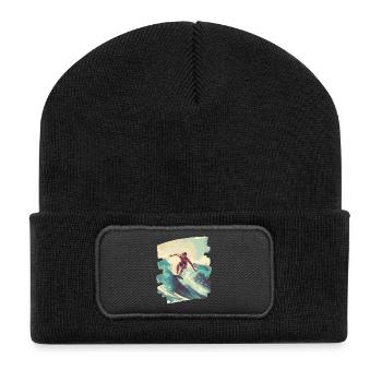 Surfer - Recycelte Patch Beanie - Schwarz - Vorne