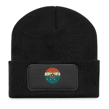 Retro Atom Art Biology Physics Chemistry Science - Recycelte Patch Beanie - Schwarz - Vorne