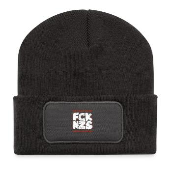 FCKNZS Antifaschistisches Statement - Recycelte Patch Beanie - Dunkelgrau - Vorne