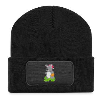 Hase Weihnachten Basketball - Recycelte Patch Beanie - Schwarz - Vorne