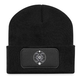 Snake wheel with sun and moon - Recycled Patch Beanie - black - Front
