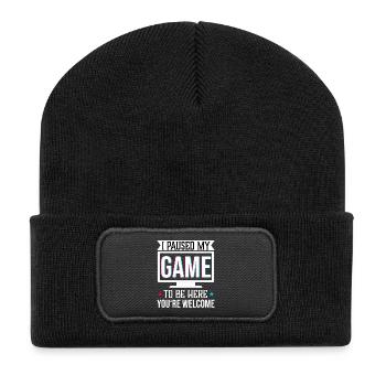 Jeu en pause3 Planche de travail 1 copie - Beanie recyclé à patch - noir - Devant