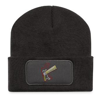 Elektrische Gitarre Neon Design - Recycelte Patch Beanie - Dunkelgrau - Vorne