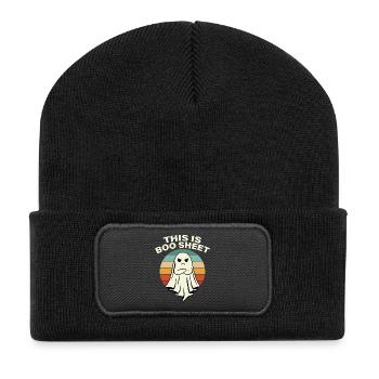 Halloween Pisse Zeichenfläche 1 Kopie 5 - Recycelte Patch Beanie - Schwarz - Vorne