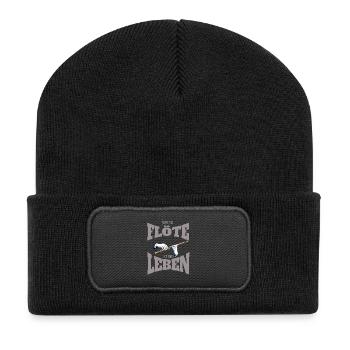 Querflöte - Meine Flöte ist mein Leben - Recycelte Patch Beanie - Schwarz - Vorne