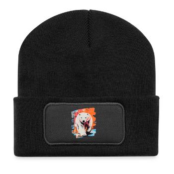 Eisbär Graffiti Sprayer - Recycelte Patch Beanie - Schwarz - Vorne
