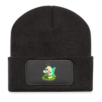 Schmetterling Saft - Recycelte Patch Beanie - Dunkelgrau - Vorne